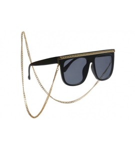 Square Women Oversized Sunglasses with Chain Jeweled Square Statement Costume Glasses - Tortoiseshell Brown - CB18I5LD0Q9 $37.93