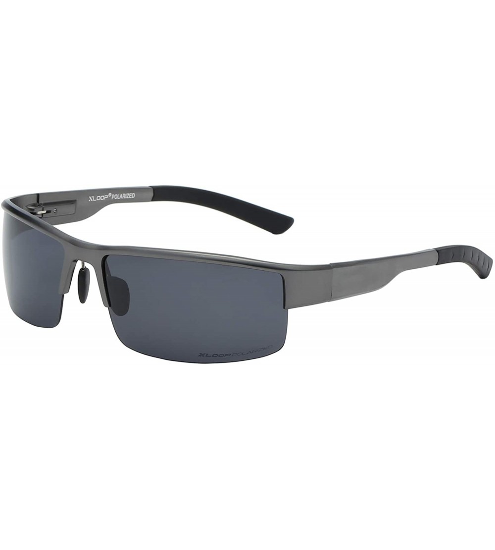 Wrap Polarized Aircraft Aluminum Driving Wrap Around Sunglasses For Men - Gun Metal - Polarized Smoke - C018HWTUUDU $51.82