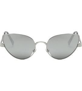 Oversized Women's Retro Cat Eye Colorful Transparent Oval Shades Frame UV Protection Polarized Sunglasses - Silver - CN18EL5S...