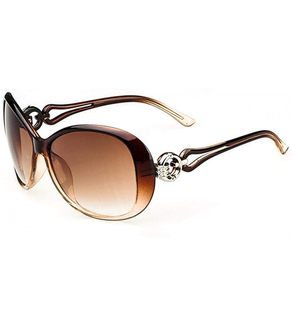 Oval Women Fashion Oval Shape UV400 Framed Sunglasses Sunglasses - Coffee - CH18W3A8LX5 $18.91
