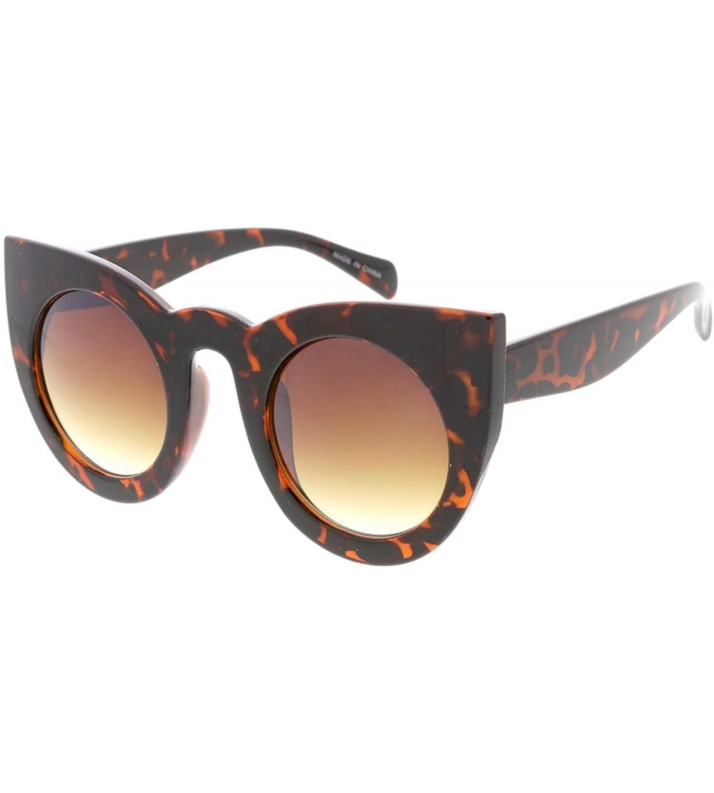 Round Heritage Modern "Nyan" Cat Eye Thick Round Frame Sunglasses - Brown - CM18GYO4SXW $19.67