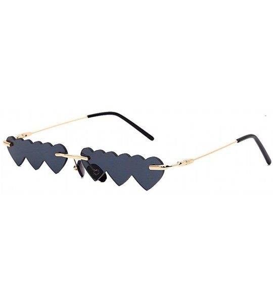 Sport Fashion Red Pink Unique Small Heart Rimless Punk Sunglasses Rimless Women 2020 Sexy Female party sunglasses UV400 - CC1...