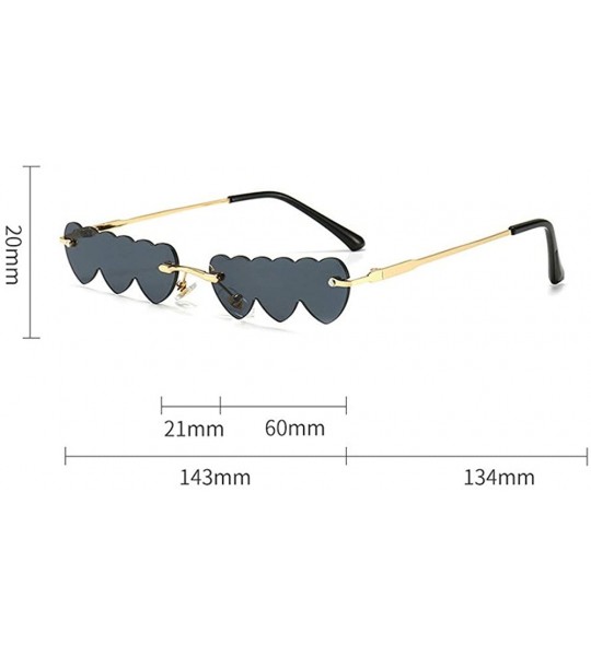 Sport Fashion Red Pink Unique Small Heart Rimless Punk Sunglasses Rimless Women 2020 Sexy Female party sunglasses UV400 - CC1...