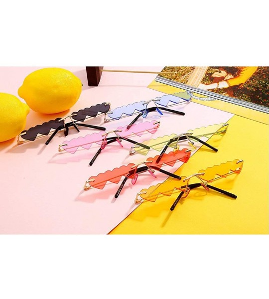 Sport Fashion Red Pink Unique Small Heart Rimless Punk Sunglasses Rimless Women 2020 Sexy Female party sunglasses UV400 - CC1...