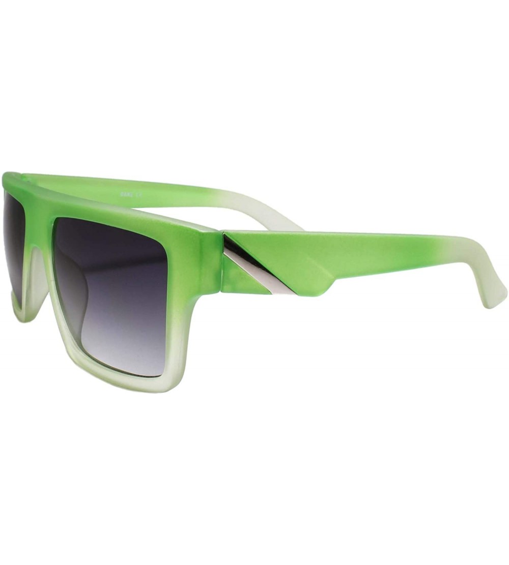 Square Modern Design Stylish Swag Hip Hop Dope Square Sunglasses Two Tone Frame - Green - CL18Z0K7RE8 $22.65
