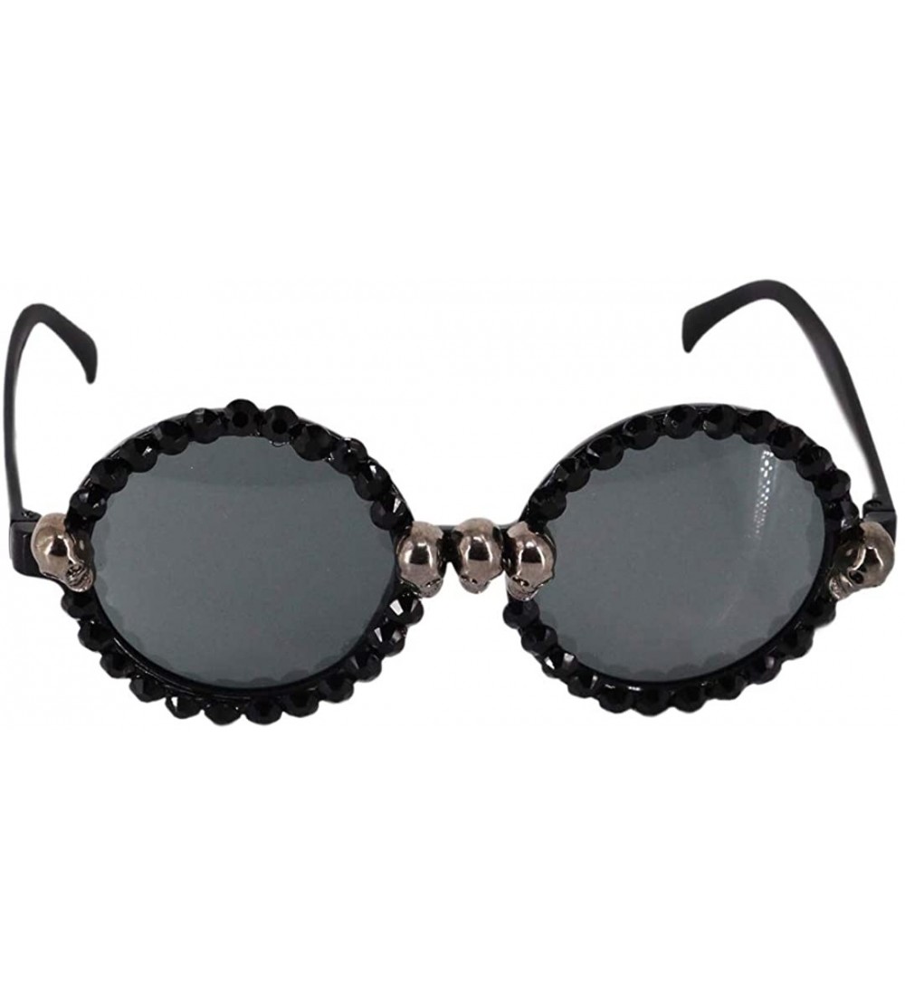 Sport Skull Punk Rhinestone Sunglasses UV Protection Hip Hop Glasses - Round Frame Small Skull - CE18XCY4DE7 $20.53