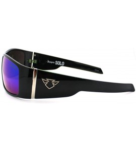 Wrap Mens Sporty Fashion Sunglasses Wrap Around Frame Biker Style Shades - Black (Green Tint) - CQ11D24S8SJ $18.67