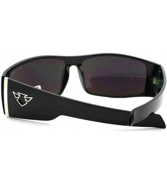 Wrap Mens Sporty Fashion Sunglasses Wrap Around Frame Biker Style Shades - Black (Green Tint) - CQ11D24S8SJ $18.67