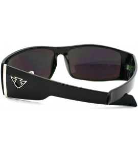 Wrap Mens Sporty Fashion Sunglasses Wrap Around Frame Biker Style Shades - Black (Green Tint) - CQ11D24S8SJ $18.67