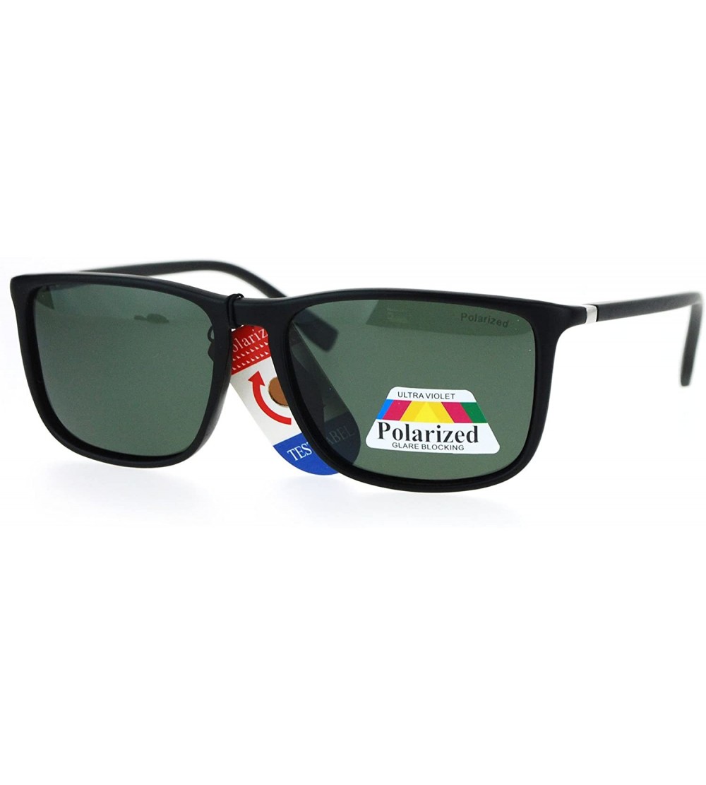 Rectangular Polarized Lens Sunglasses Thin Light Rectangular Frame Unisex Fashion - Matte Black - CX182L7ZXAX $23.29