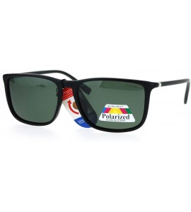 Rectangular Polarized Lens Sunglasses Thin Light Rectangular Frame Unisex Fashion - Matte Black - CX182L7ZXAX $23.29