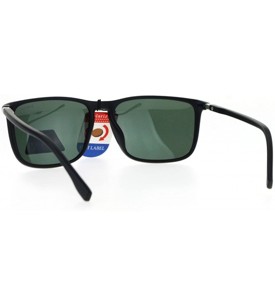 Rectangular Polarized Lens Sunglasses Thin Light Rectangular Frame Unisex Fashion - Matte Black - CX182L7ZXAX $23.29