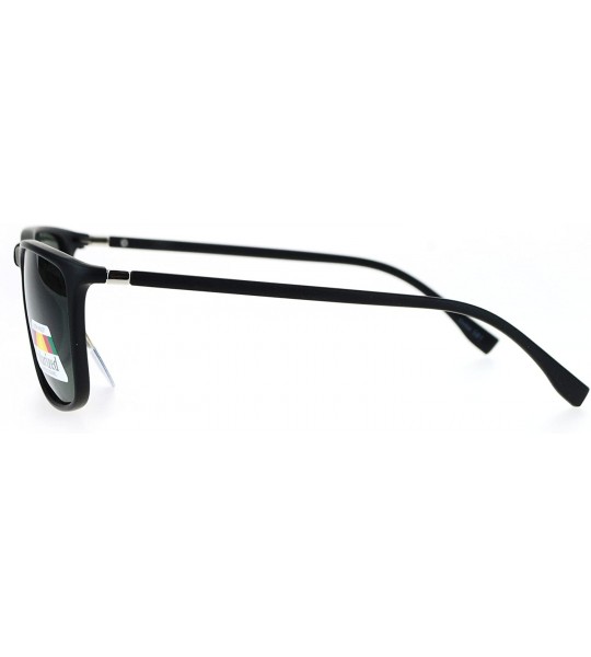 Rectangular Polarized Lens Sunglasses Thin Light Rectangular Frame Unisex Fashion - Matte Black - CX182L7ZXAX $23.29