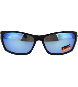 Rectangular Mens Xloop Sports Sunglasses Rubber End Wrap Around Comfort Shades - Black Blue - CN18K507DNZ $20.19