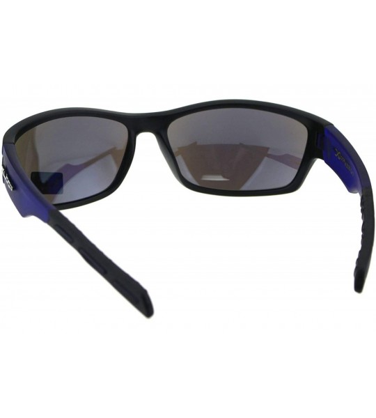 Rectangular Mens Xloop Sports Sunglasses Rubber End Wrap Around Comfort Shades - Black Blue - CN18K507DNZ $20.19