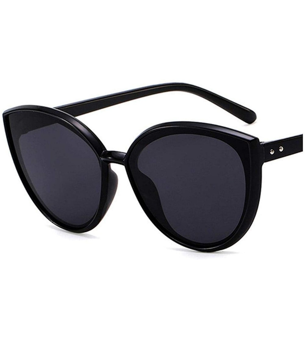 Oval Luxury Ers Cat Eye Sunglasses Vintage Retro Female Sun Glasses Women UV400 Eyewear - C1light Black - C6199C7KAR4 $52.28