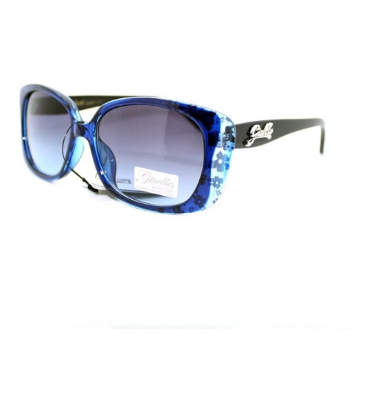 Rectangular Womens Narrow Floral Flower Print Bow Rectangular Thick Plastic Sunglasses - Blue - CS11YMEONCN $19.01