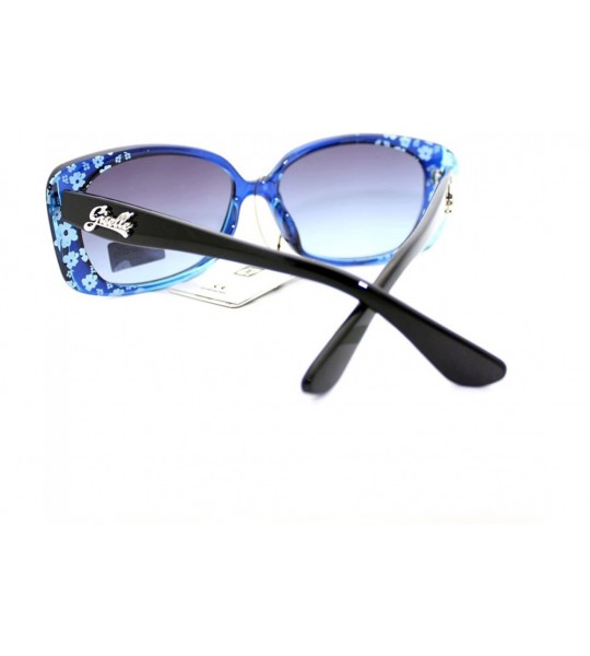 Rectangular Womens Narrow Floral Flower Print Bow Rectangular Thick Plastic Sunglasses - Blue - CS11YMEONCN $19.01