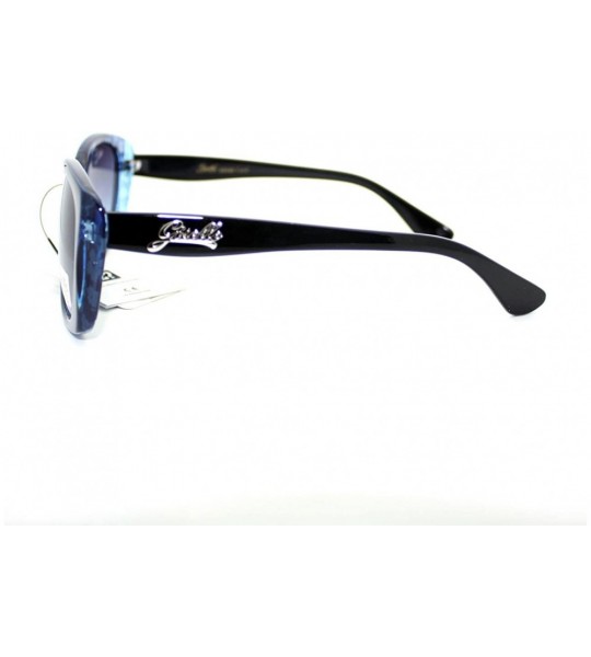 Rectangular Womens Narrow Floral Flower Print Bow Rectangular Thick Plastic Sunglasses - Blue - CS11YMEONCN $19.01