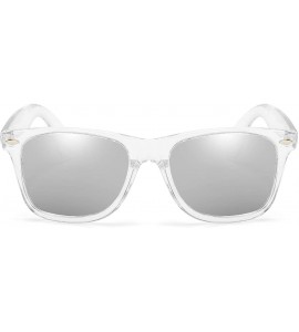 Square Polarized Sunglasses Classic Square Unisex Transparent Frame Glasses - Transparent Silver - C318GT4HI8G $19.30