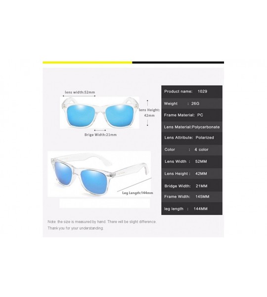 Square Polarized Sunglasses Classic Square Unisex Transparent Frame Glasses - Transparent Silver - C318GT4HI8G $19.30