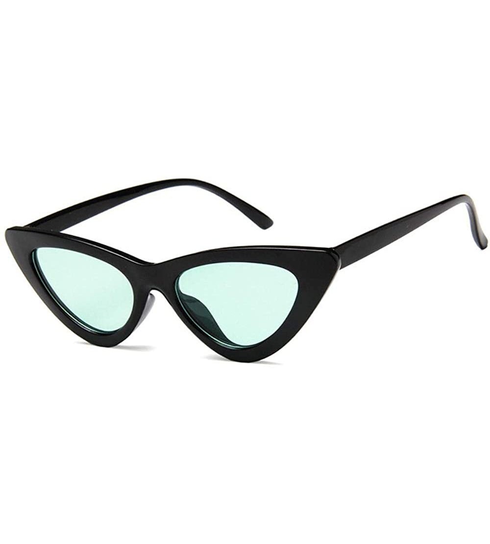 Cat Eye Women Fashion Triangle Cat Eye Sunglasses with Case UV400 Protection Beach - Black Frame/Gren Lens - CS18WQEKTT3 $38.89