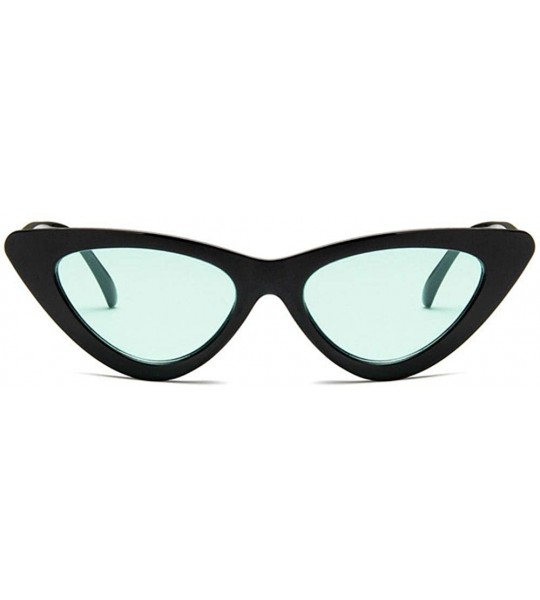 Cat Eye Women Fashion Triangle Cat Eye Sunglasses with Case UV400 Protection Beach - Black Frame/Gren Lens - CS18WQEKTT3 $38.89