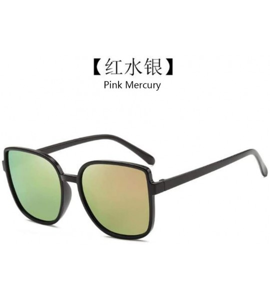 Square Square Sunglasses Female UV Protection Sunglasses Men Dazzling Color Film Toad Glasses (Pink Mercury) - C3190OEEI0S $1...