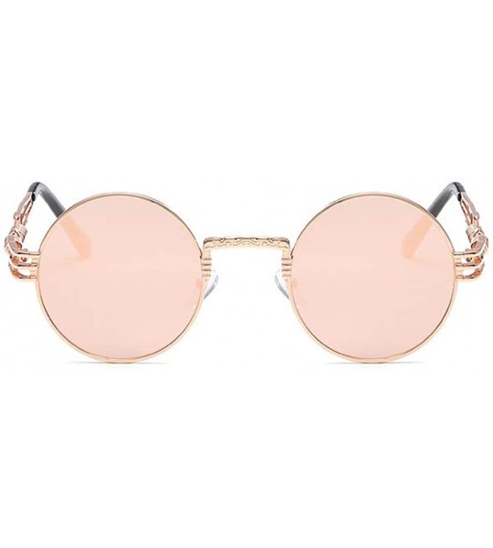 Round John Lennon Round Sunglasses Retro Steampunk Glasses Metal Frame - Rose Gold Pink - CB19685Q2T6 $23.03