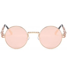 Round John Lennon Round Sunglasses Retro Steampunk Glasses Metal Frame - Rose Gold Pink - CB19685Q2T6 $23.03