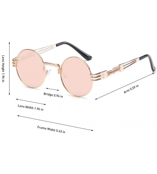 Round John Lennon Round Sunglasses Retro Steampunk Glasses Metal Frame - Rose Gold Pink - CB19685Q2T6 $23.03