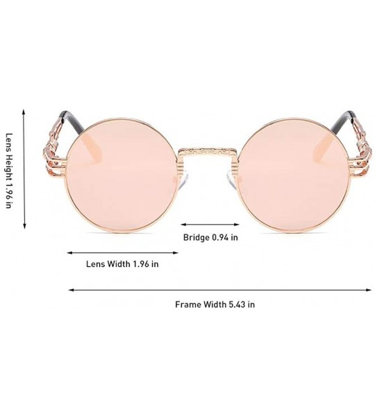 Round John Lennon Round Sunglasses Retro Steampunk Glasses Metal Frame - Rose Gold Pink - CB19685Q2T6 $23.03