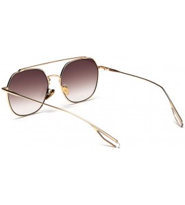 Square Korean Style Sunglasses Women Clear Color Square Sun Glasses for Men Metal Frame - Gold With Brown - CA18X2XC5A5 $21.71