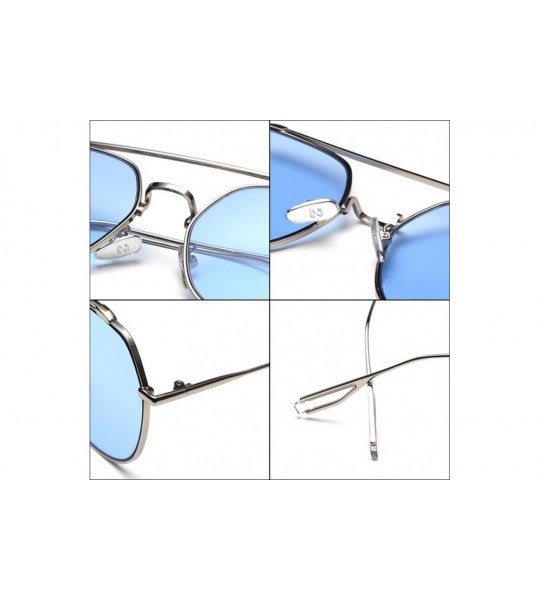 Square Korean Style Sunglasses Women Clear Color Square Sun Glasses for Men Metal Frame - Gold With Brown - CA18X2XC5A5 $21.71