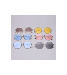 Square Korean Style Sunglasses Women Clear Color Square Sun Glasses for Men Metal Frame - Gold With Brown - CA18X2XC5A5 $21.71