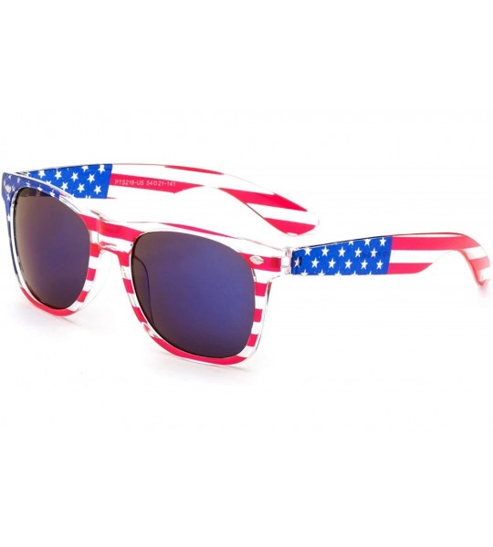 Wayfarer 80's Classic American Patriot Flag Mirror Sunglasses USA 4th of July - CA186WHAD9A $17.79