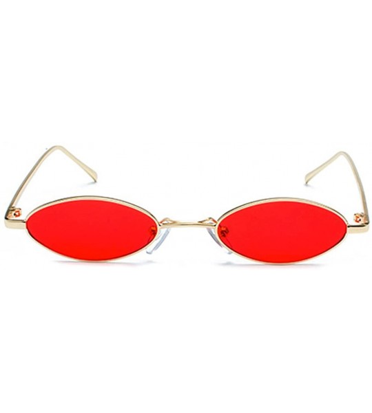 Oval Vintage Oval Sunglasses Small Metal Frames Designer Glasses - C1 - CF18CW95KZZ $45.58