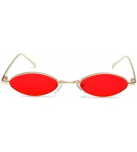 Oval Vintage Oval Sunglasses Small Metal Frames Designer Glasses - C1 - CF18CW95KZZ $45.58