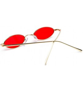 Oval Vintage Oval Sunglasses Small Metal Frames Designer Glasses - C1 - CF18CW95KZZ $45.58