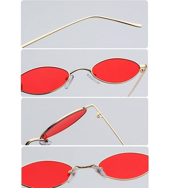 Oval Vintage Oval Sunglasses Small Metal Frames Designer Glasses - C1 - CF18CW95KZZ $45.58