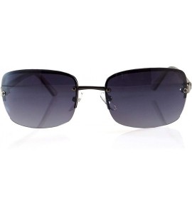 Semi-rimless Semi-Rimless Rounded Rectangular Tinted Sunglasses A297 - Metal Black - CK18ZTZCINE $25.37