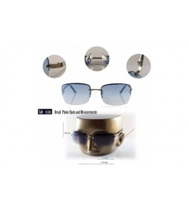 Semi-rimless Semi-Rimless Rounded Rectangular Tinted Sunglasses A297 - Metal Black - CK18ZTZCINE $25.37