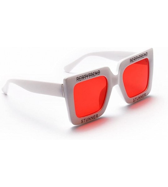 Rimless Womens Sunglasses ?? Vintage Square Frame Shades Sun-Glasses UV400 Protection Glasses - Red - CA18DTUSQ95 $16.27