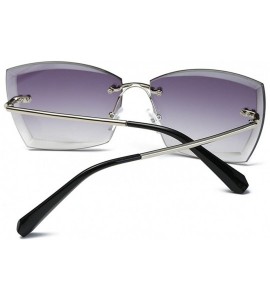 Oversized Sunglasses For Women Oversized Rimless Diamond Cutting Square Glasses AE0528 - Silver&gray - CH17YA6SY8L $25.43