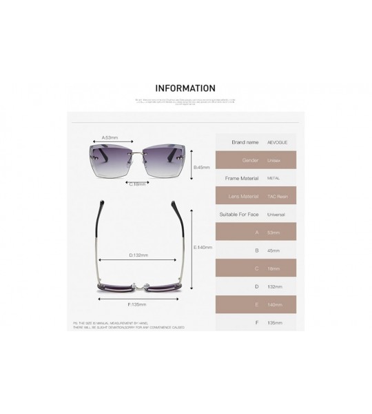 Oversized Sunglasses For Women Oversized Rimless Diamond Cutting Square Glasses AE0528 - Silver&gray - CH17YA6SY8L $25.43