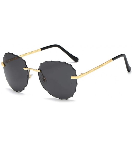 Round Modern Women Rimless Oversized Sunglasses Colorful Lens UV400 YJ134 - Gold Frame Grey Lens - C01963ZQRYC $23.39