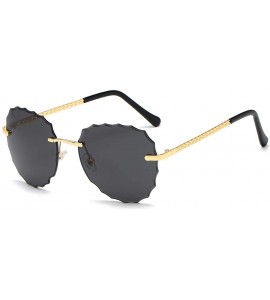 Round Modern Women Rimless Oversized Sunglasses Colorful Lens UV400 YJ134 - Gold Frame Grey Lens - C01963ZQRYC $23.39