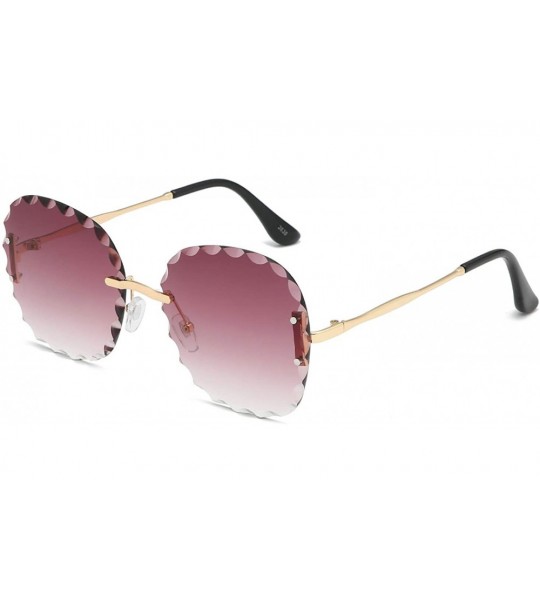 Oversized Rimless Sunglasses Protection Glasses - Rose Brown - CT18UKAOIG5 $28.81