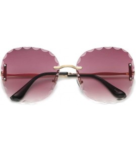 Oversized Rimless Sunglasses Protection Glasses - Rose Brown - CT18UKAOIG5 $28.81