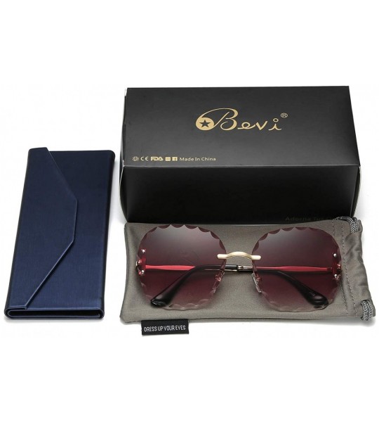 Oversized Rimless Sunglasses Protection Glasses - Rose Brown - CT18UKAOIG5 $28.81